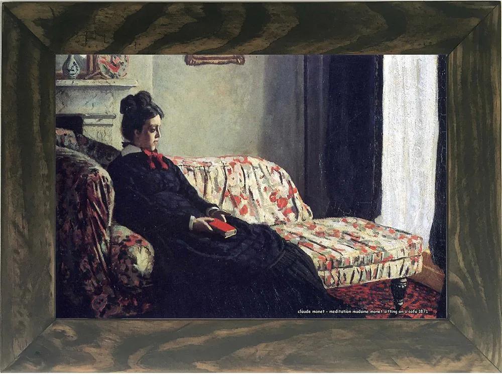 Quadro Decorativo A4 Meditation Madame Monet Sitting on a Sofa 1871 - Claude Monet Cosi Dimora