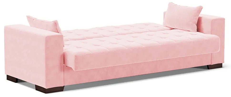 Sofá Cama 02 lugares Lisboa Suede Rosa Bebê Pés de Madeira - D'Rossi