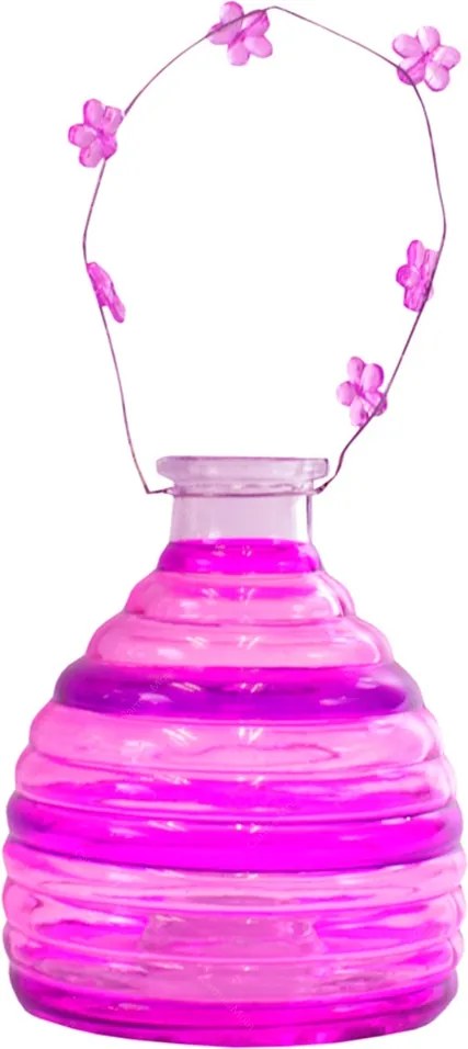 Lanterna Retrô Listrada Pink em Vidro - 26x12 cm