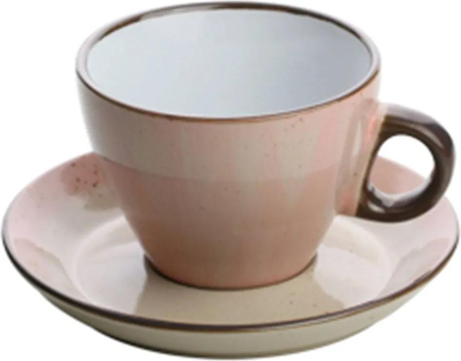 Conjunto 4 Xícaras Porcelana Para Chá Com Pires Rosa 200ml