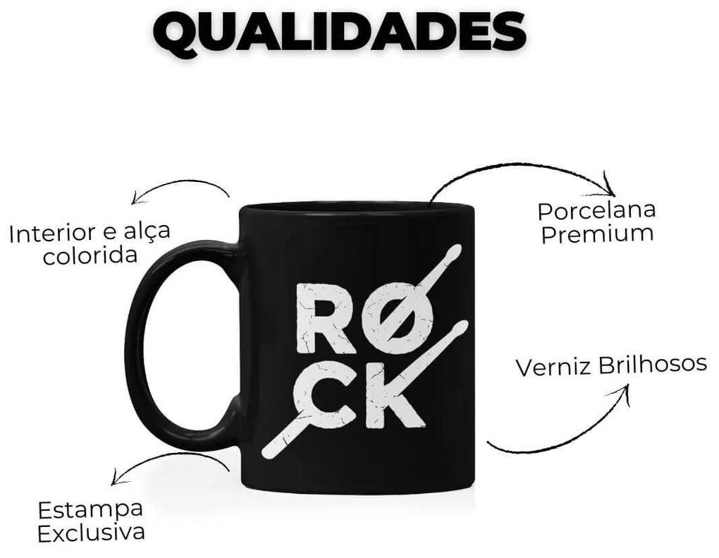 Caneca Rock Baquetas Preta Café Chá e Cerveja