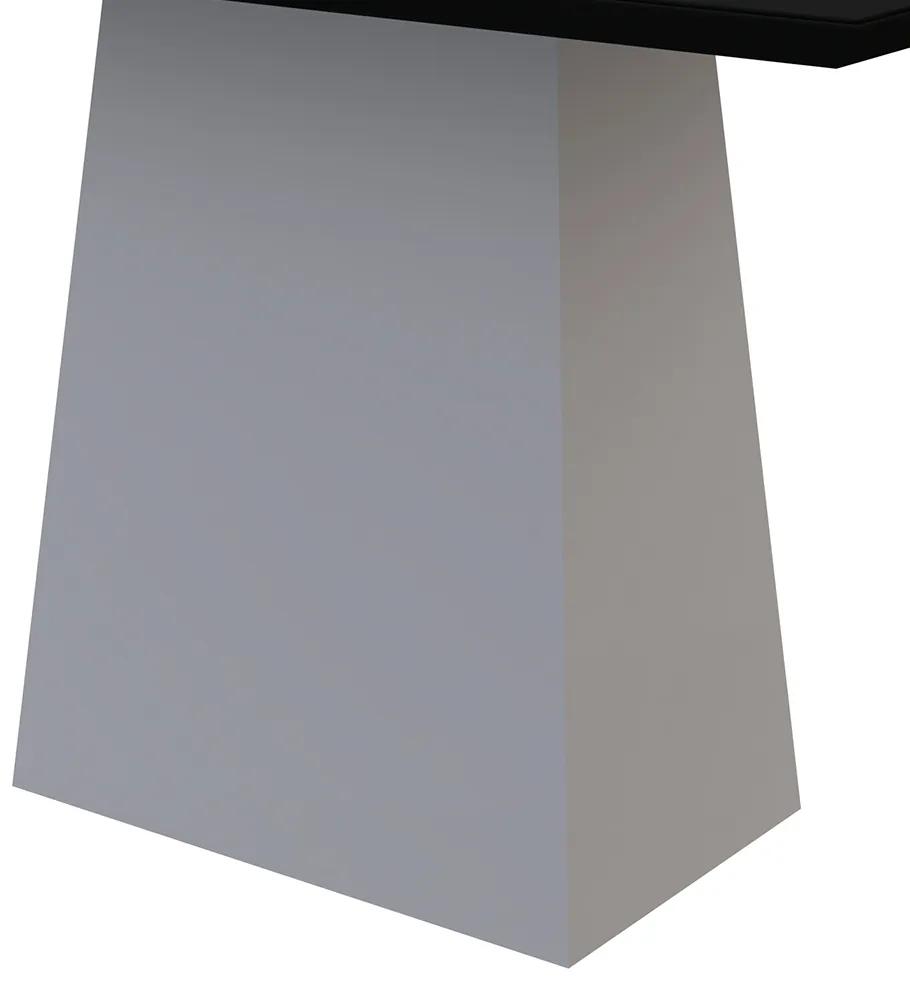 Mesa de Jantar Retangular Tampo com Vidro Ester 160 cm Preto Base Off White - D'Rossi