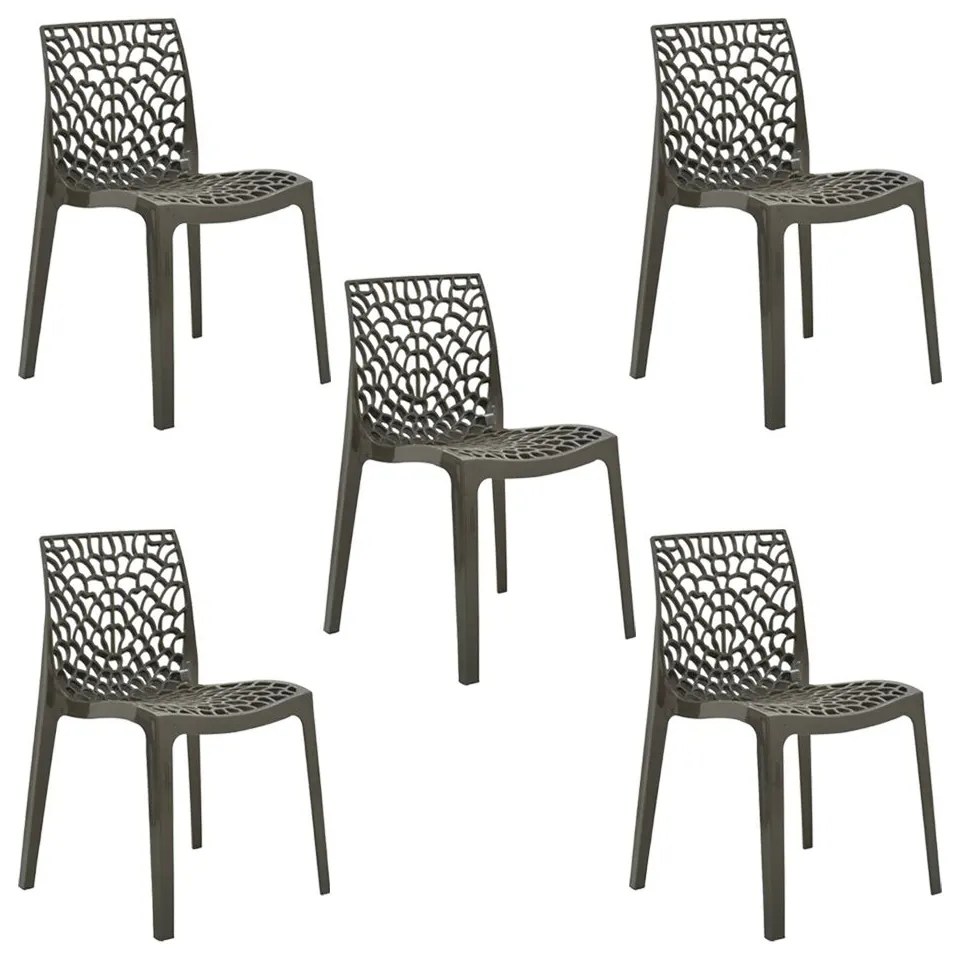 Kit 5 Cadeiras Decorativas Sala e Cozinha Cruzzer (PP) Marrom G56 - Gran Belo