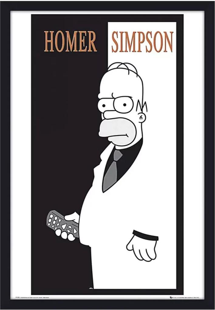 Poster Com Moldura Homer Simpson Em Preto E Branco S/ Vidro 60x90cm