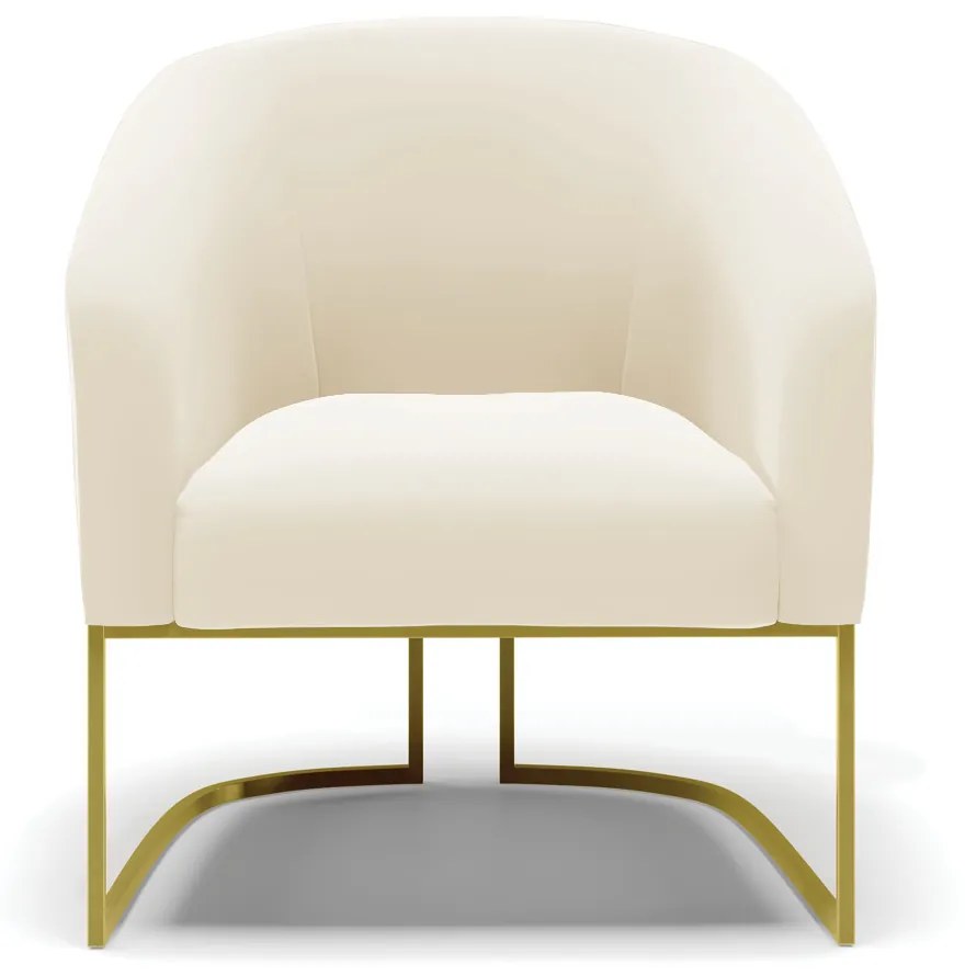 Poltrona Decorativa Industrial Dourado kit 2 Stella Veludo D03 - D'Rossi - Bege