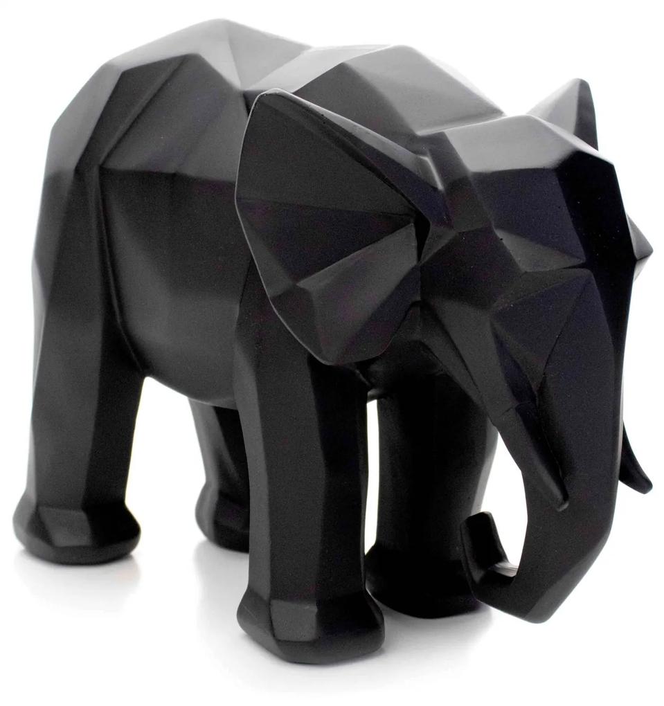 Escultura Elefante em Poliresina Preto 20x25x13 cm - D'Rossi