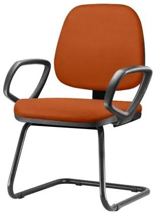 Cadeira Job Com Bracos Fixos Assento Crepe Laranja Base Fixa Preta - 54551 Sun House