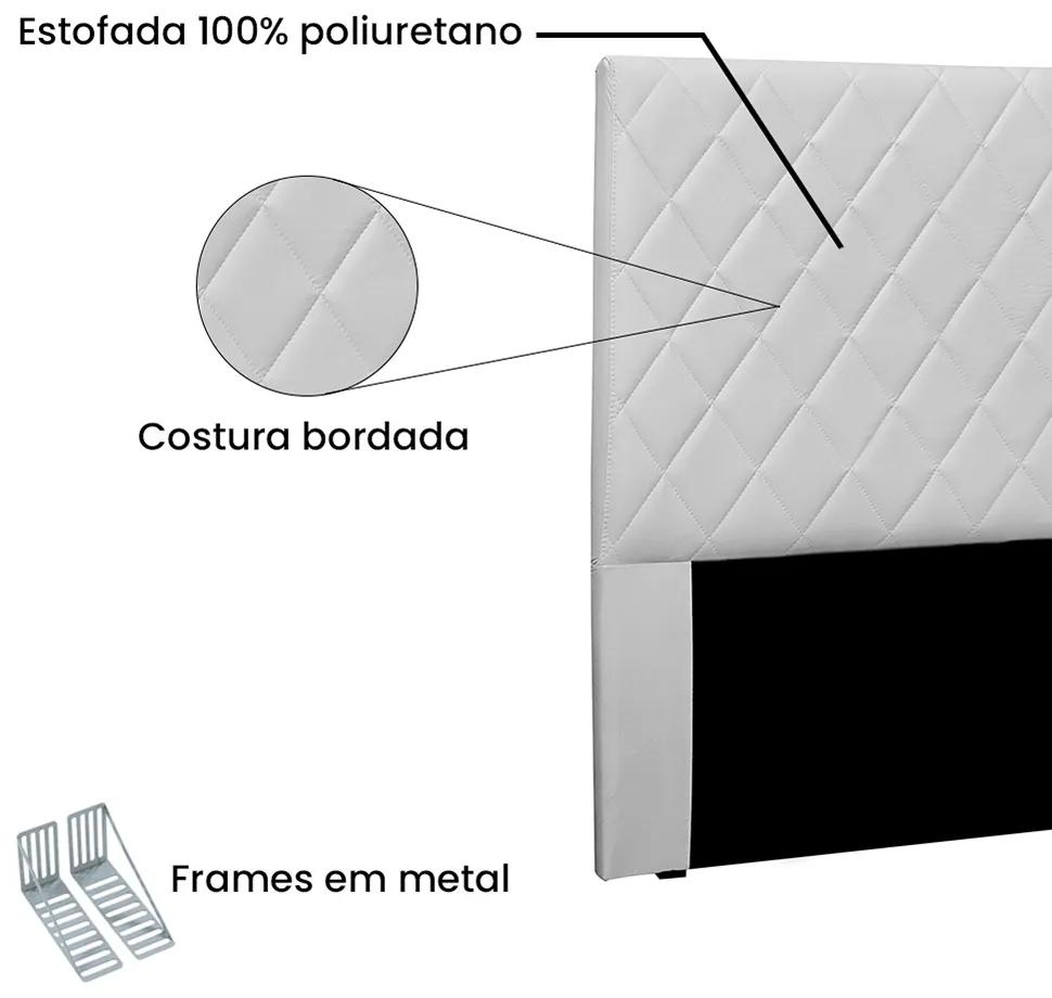 Cabeceira Dubai Para Cama Box Solteiro 90 cm Corino Branco - D'Rossi