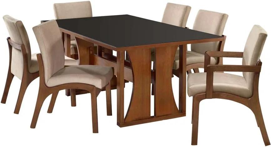 Conjunto De Jantar Atena Com 6 Cadeiras - Wood Prime UR 26394