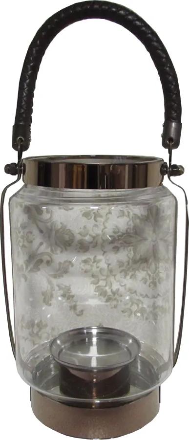 Lanterna Decorativa em Vidro e Alumínio 24 cm x 16 cm