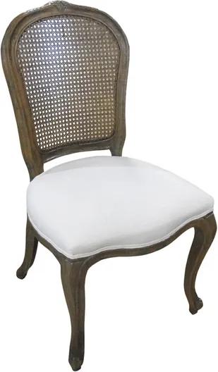 Cadeira Luis XV Em Madeira Estofado Branco