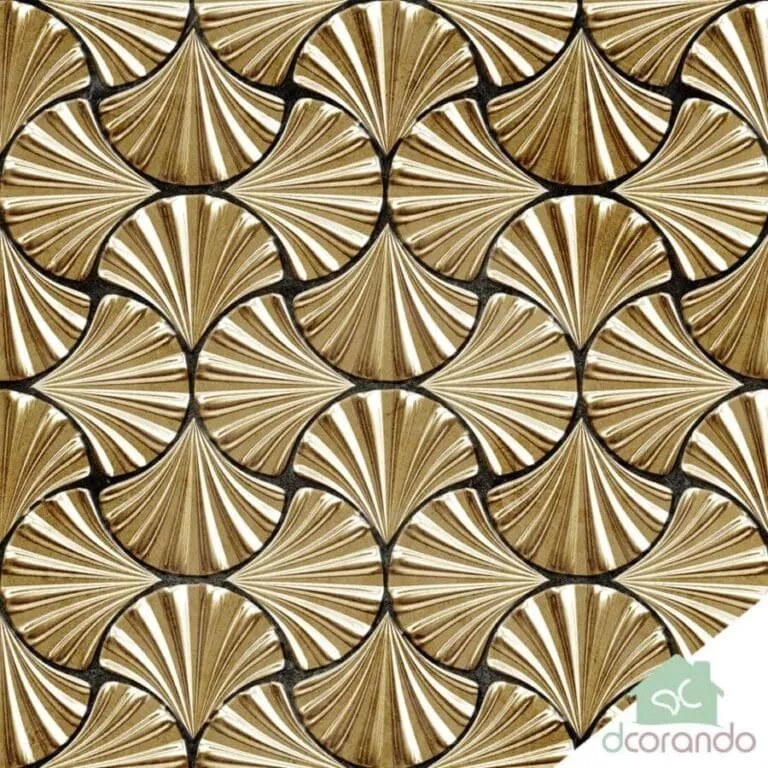 Papel Adesivo De Parede Lavável Dourado Art Déco 3D