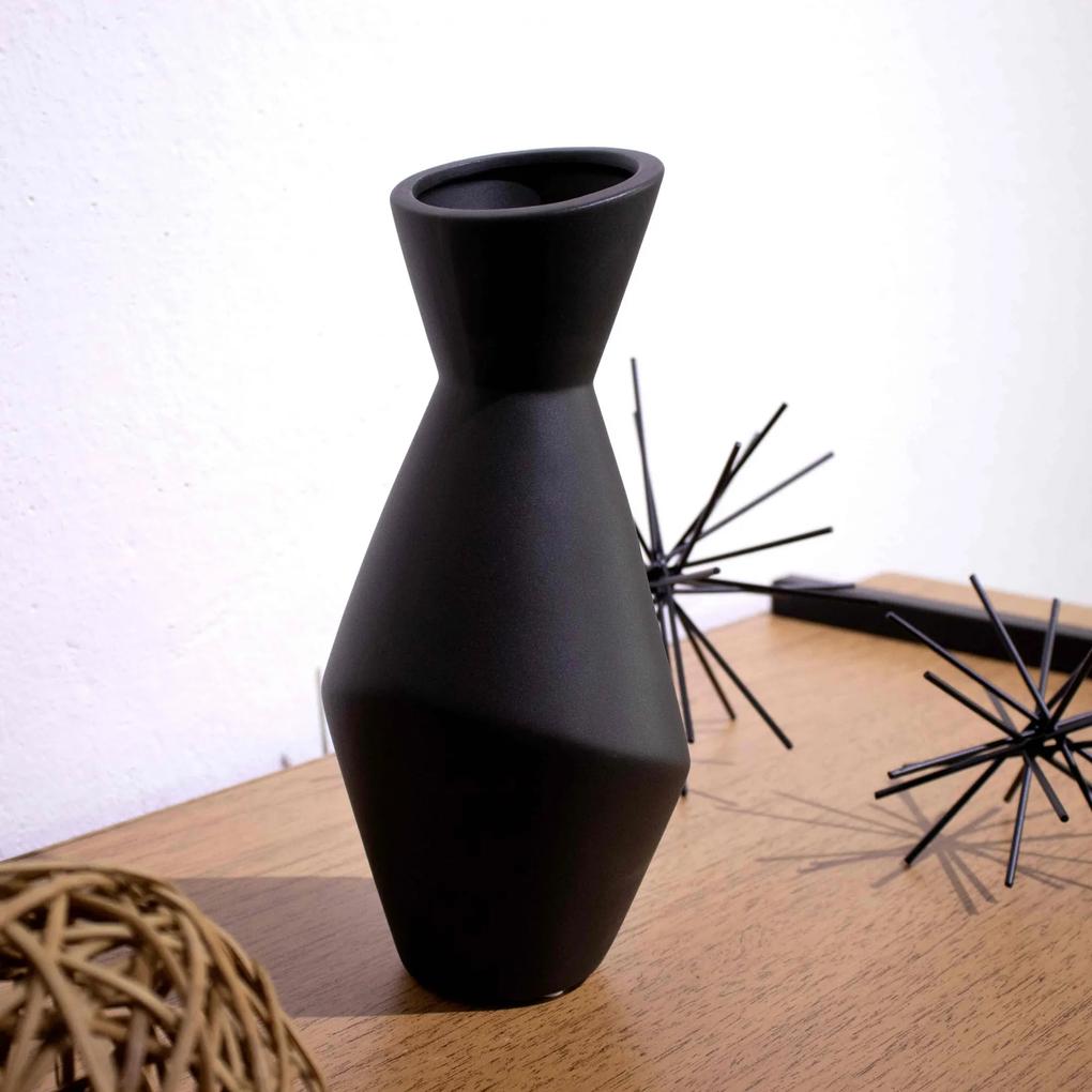 Vaso Decorativo Preto em Cerâmica 26x12 cm - D'Rossi