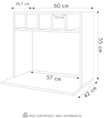 Suporte Micro-Ondas Forno Armário Aéreo com Adega 60cm Lótus Z34 Branc