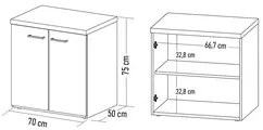 Balcão para Escritório 70cm 2 Portas Tok A06 Olmo/Branco - Mpozenato