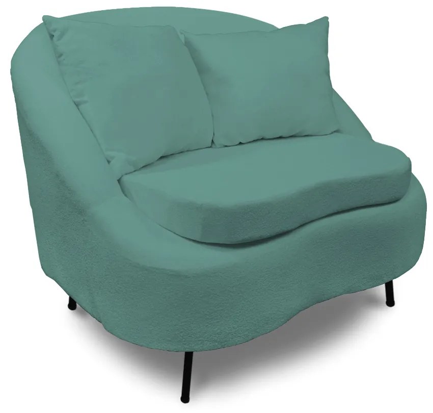 Poltrona Decorativa Orgânica Pé Ferro Pto Zaya Bouclê C05 - D'Rossi - Verde Menta