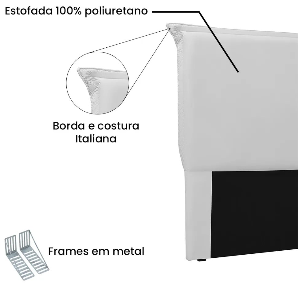 Cabeceira Garden Para Cama Box Casal 140 cm Corino - D'Rossi - Branco