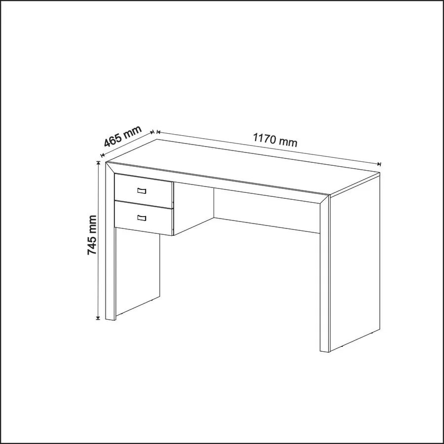 Escrivaninha Mesa Escritório Home Office 2 Gavetas Carvalho