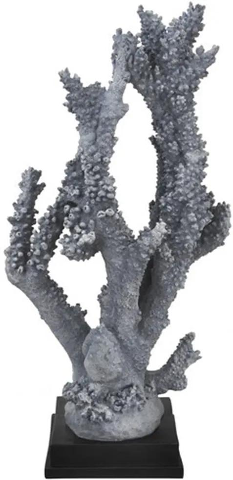 Coral Decorativo em Poliresina Azul Base Quadrada Preta