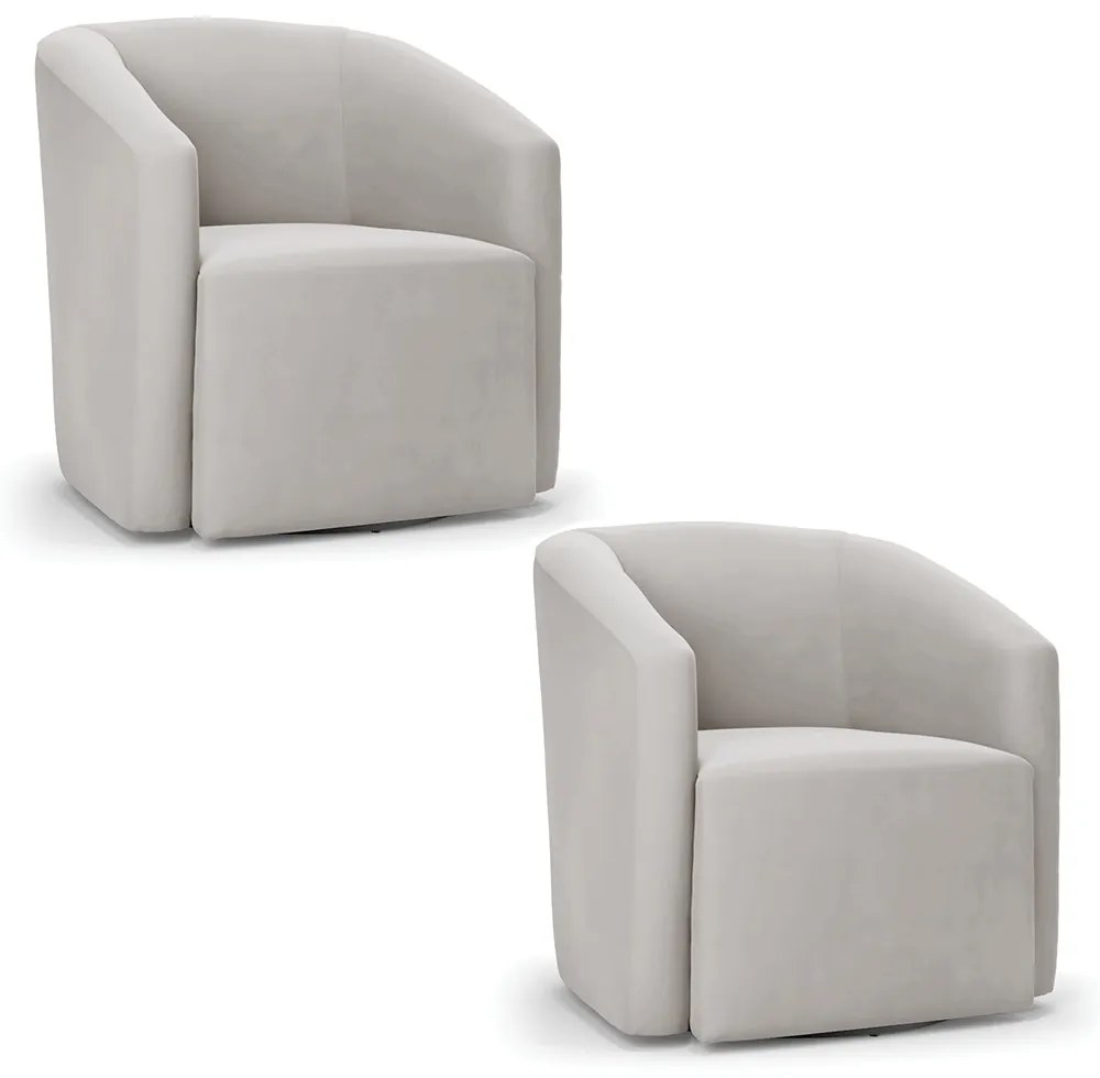 Poltrona Decorativa Base Giratória Kit 2 Stella Max Veludo D03 - D'Rossi - Cinza