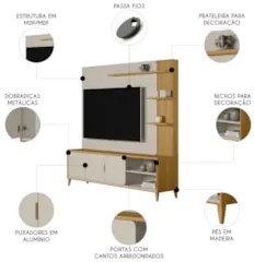 Estante Painel Para TV 70 Pol 200cm Apollo Tauari/Off L06 - Mpozenato