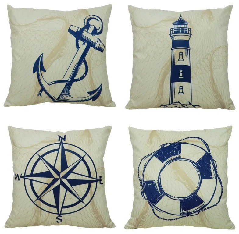 Almofada Marine Tons Amarelo com Azul 45x45cm