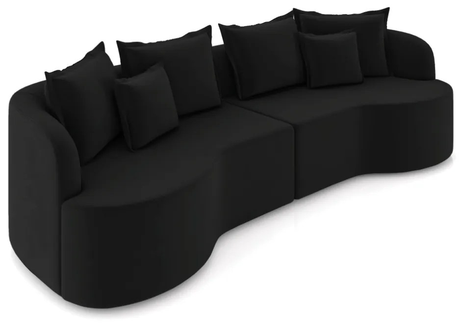 Sofá 4 Lugares Orgânico Living 250cm Mersa Veludo K01 - D'Rossi - Preto