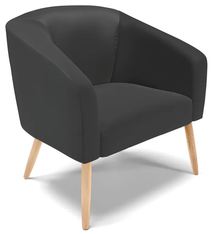 Poltrona Decorativa Pé Palito Natural Kit 2 Stella Sintético D03 - D'Rossi - Preto