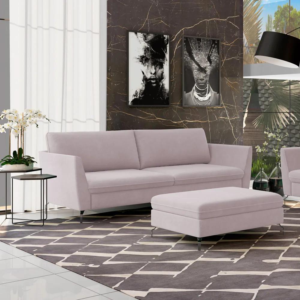 Sofá Decorativo Sala de Estar 190cm Olívia Suede Rosê G52 - Gran Belo