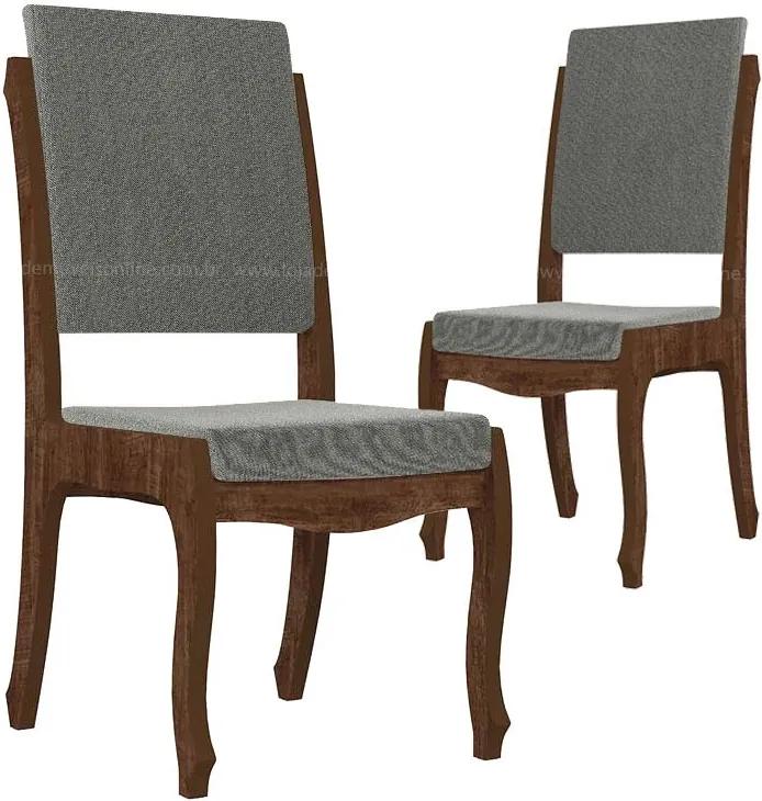 Cadeira Para Sala De Jantar Ônix Ii Rv Móveis (2 Unidades) - Noce/cinza