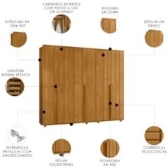 Guarda Roupa Casal 278cm Com 6 Portas Zac Cinamomo Z10      - Mpozenat