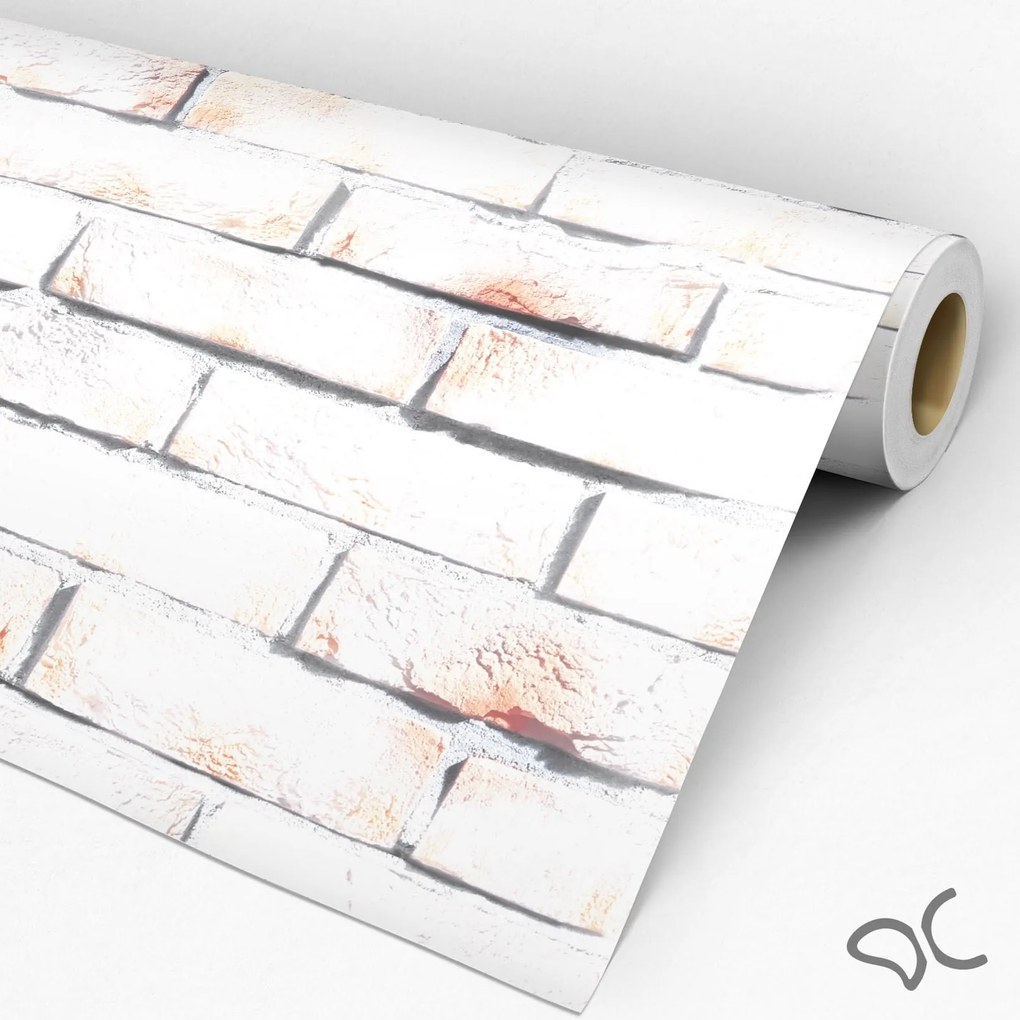 Papel de Parede Tijolo Branco Patinado 0.52m x 3.00m