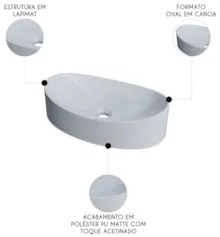 Cuba Pia Para Banheiro Oval Canoa 46cm Tânia C08 Branco Granit - Mpoze