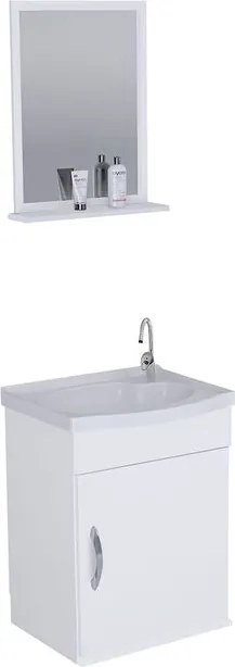 Kit Gabinete + Espelheira para Banheiro 39cm MDF Siena Suspenso Branco com Pia - Rorato - Rorato