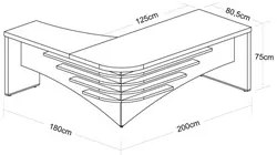 Mesa Escritório em L 200cm Lado Direito A06 Marrom/Preto - Mpozenato