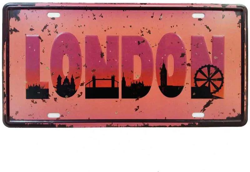 Placa De Carro Decorativa Em Alto Relevo London Pink