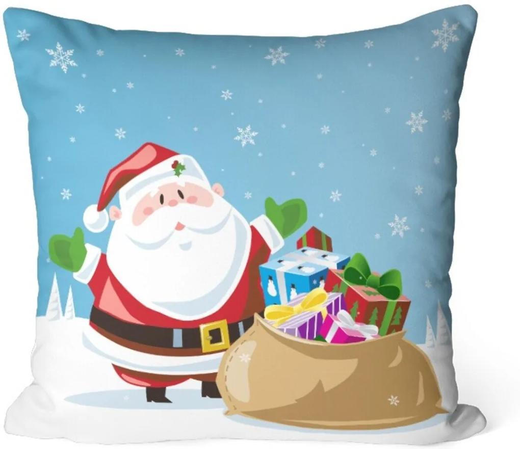 Capa de Almofada Love Decor Avulsa Decorativa Papai Noel com Presentes
