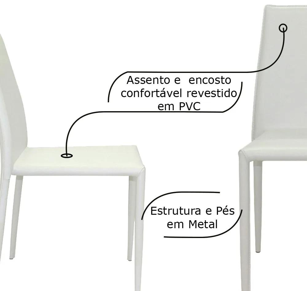 Kit 2 Cadeiras Decorativas Sala e Cozinha Karma PVC Branca G56 - Gran Belo