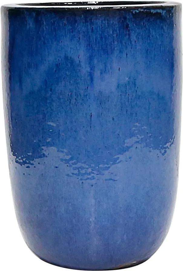 Vaso Vietnamita Cerâmica Importado U Planter Pequeno Azul D34cm x A50cm
