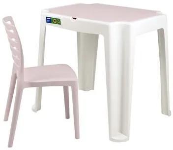 Conjunto Infantil de Mesa e Cadeira Tramontina Beni Rosa em Polipropileno com Quadro de Atividades