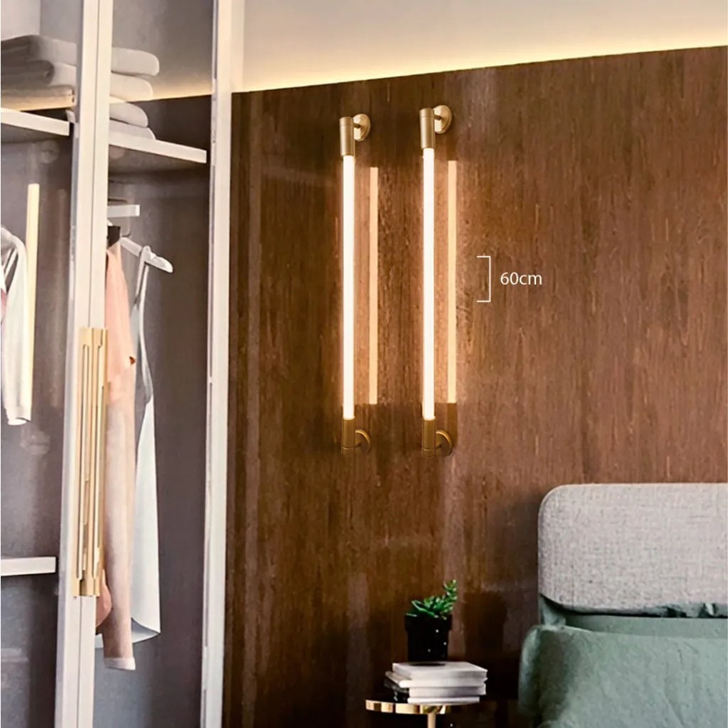 Arandela Slim Ponteira 06X130X7,5Cm 1Xt8 De 60 Ou 120Cm | Usina Design... (DR-PV - Dourado Brilho Polido Verniz)