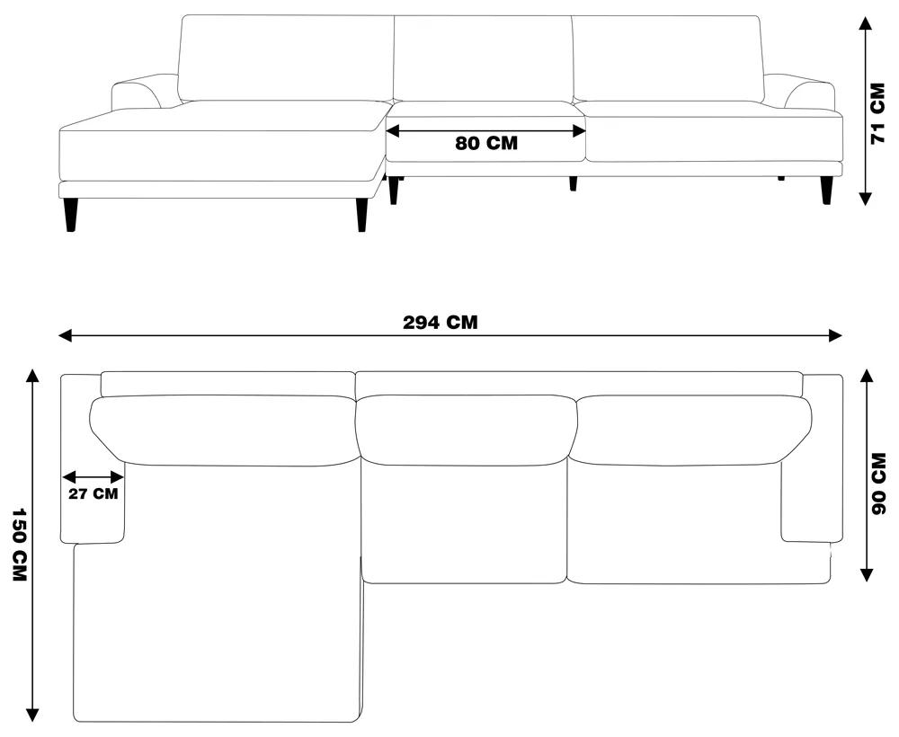 Sofá com Chaise Esquerda 294cm Índico Linho Marrom G52 - Gran Belo