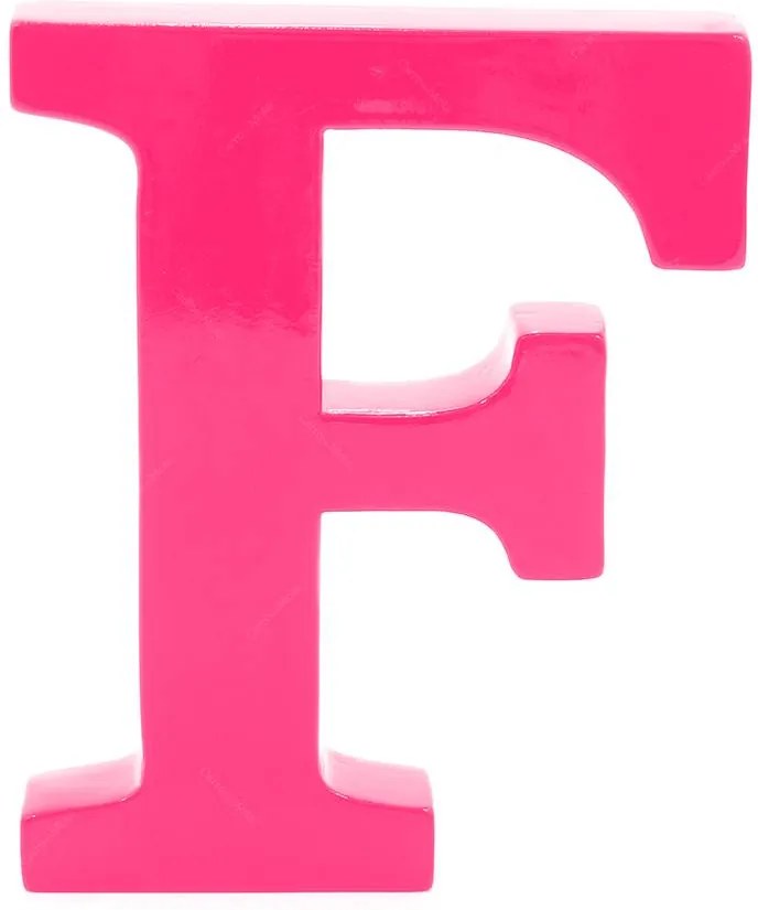 Letra F Decorativa Rosa Pink em MDF - 19x15 cm