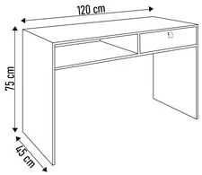 Mesa Home Office Notebook 120cm 1 Gaveta Luna Branco Trama - Móveis Le