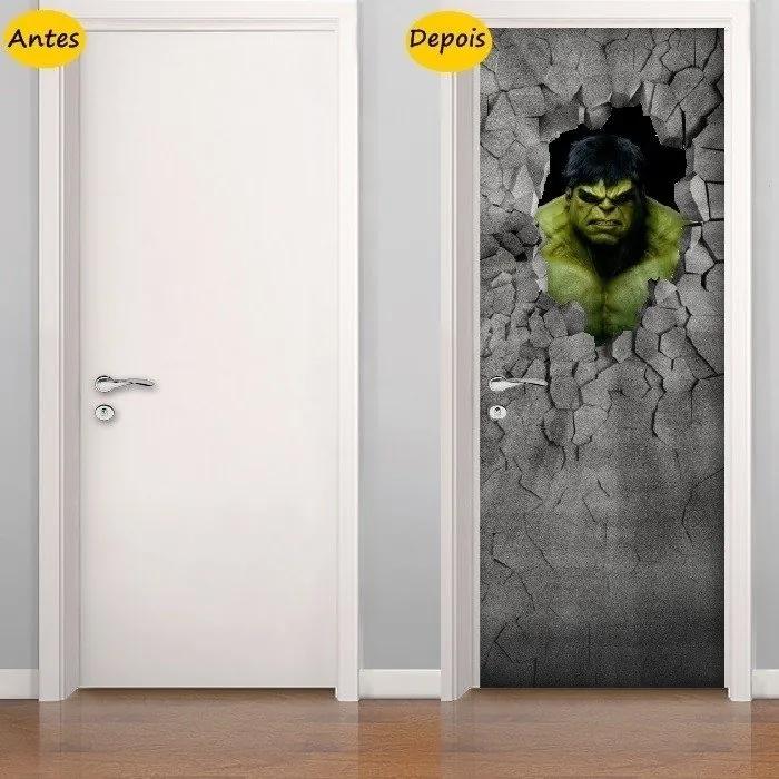 Adesivo De Porta Hulk 3D (0,80m x 2,10m)