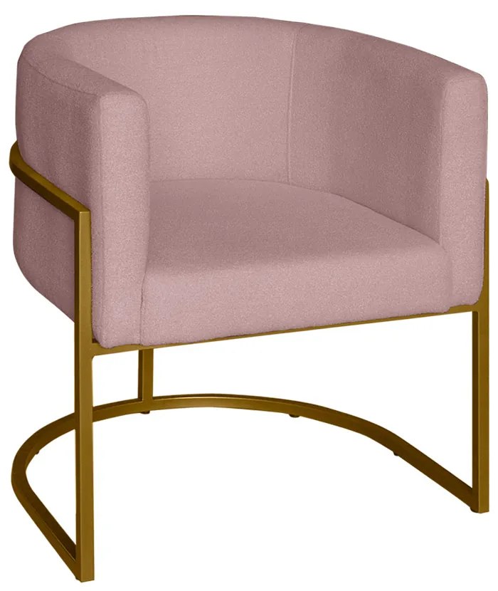 Poltrona Base Industrial Dourado Sala de Estar Lety Veludo S05 - D'Rossi - Rose