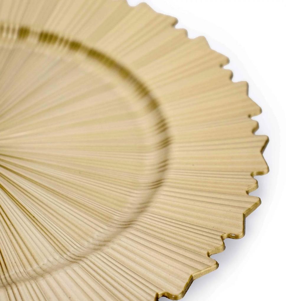 Sousplat de Plástico Dourado com Relevo e Recortes Lateral 33 cm - D'Rossi