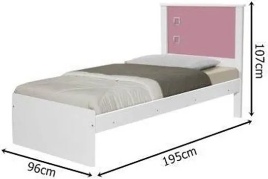 Cama Barcelona Solteiro Branco com Rosa - Tebarrot Móveis