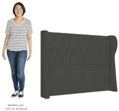 Cabeceira Casal Cama Box 140cm Malva Z04 Veludo Grafite - Mpozenato