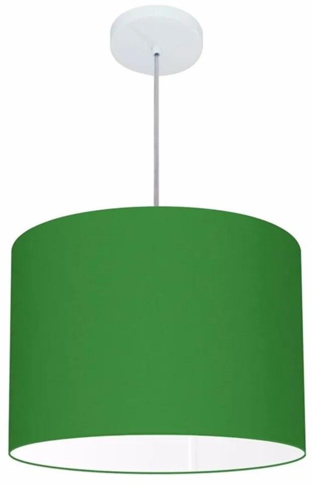 Lustre Pendente Cilíndrico Md-4146 Cúpula em Tecido 40x30cm Verde Folha - Bivolt